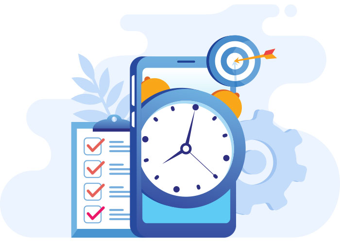 reminder graphic with clock and mobile phone